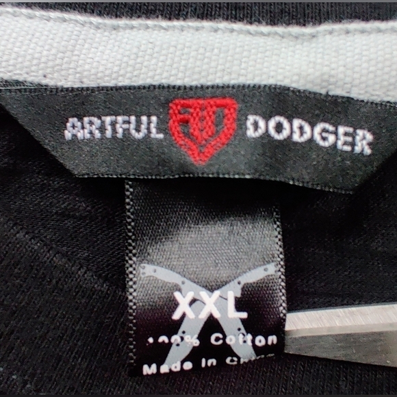 ARTFUL DODGER T-shirt XXL Embroidered Black Crew Neck Men's - Picture 4 of 10